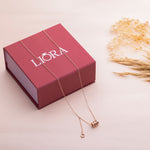 Rose Gold Cylindrical Diamond Studded Pendant With Link Chain - LIORA - 925 Silver Jewellery