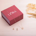 Pink Heart Stone Necklace And Earrings Set - LIORA - 925 Silver Jewellery