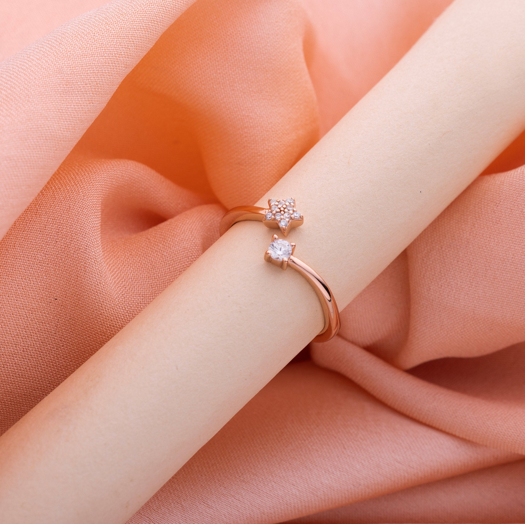 Rose Gold Plated Celestial Glow Ring - LIORA - 925 Silver Jewellery