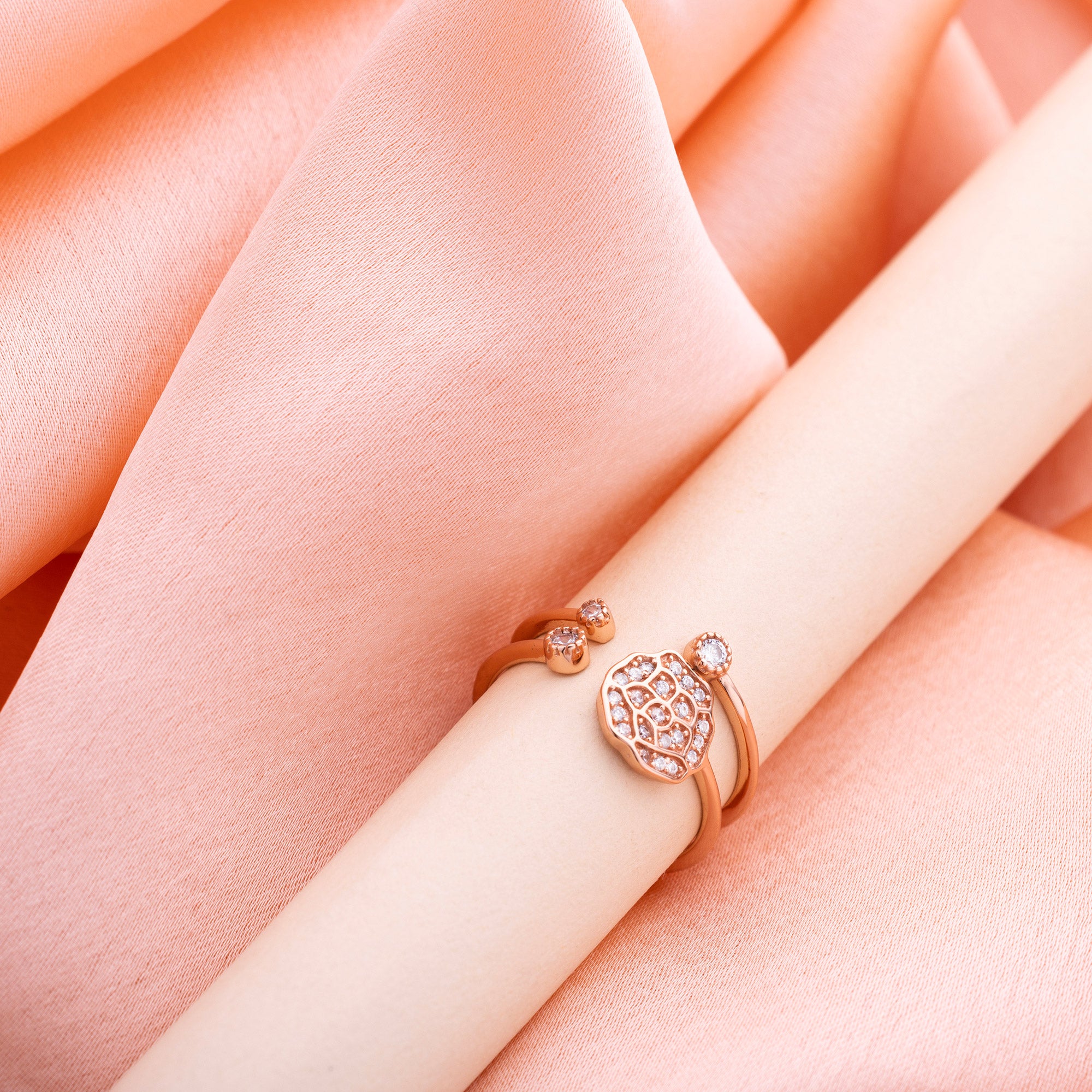 Rose Gold Aquatic Glimmer Turtle Ring - LIORA - 925 Silver Jewellery