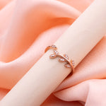 Rose Gold Dazzle Leaf Diamond Ring - LIORA - 925 Silver Jewellery