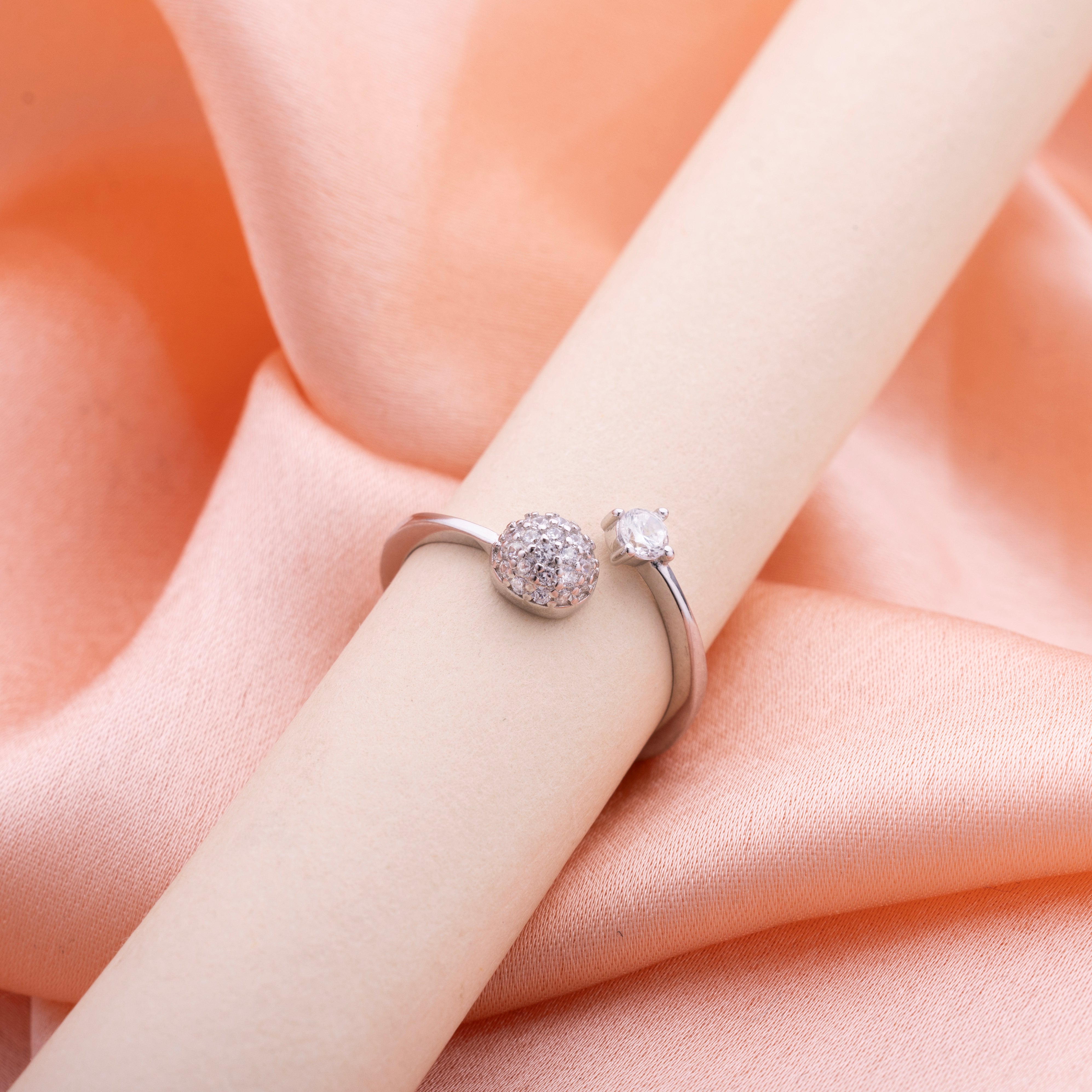 Sparkling Diamond Ball Ring - LIORA - 925 Silver Jewellery