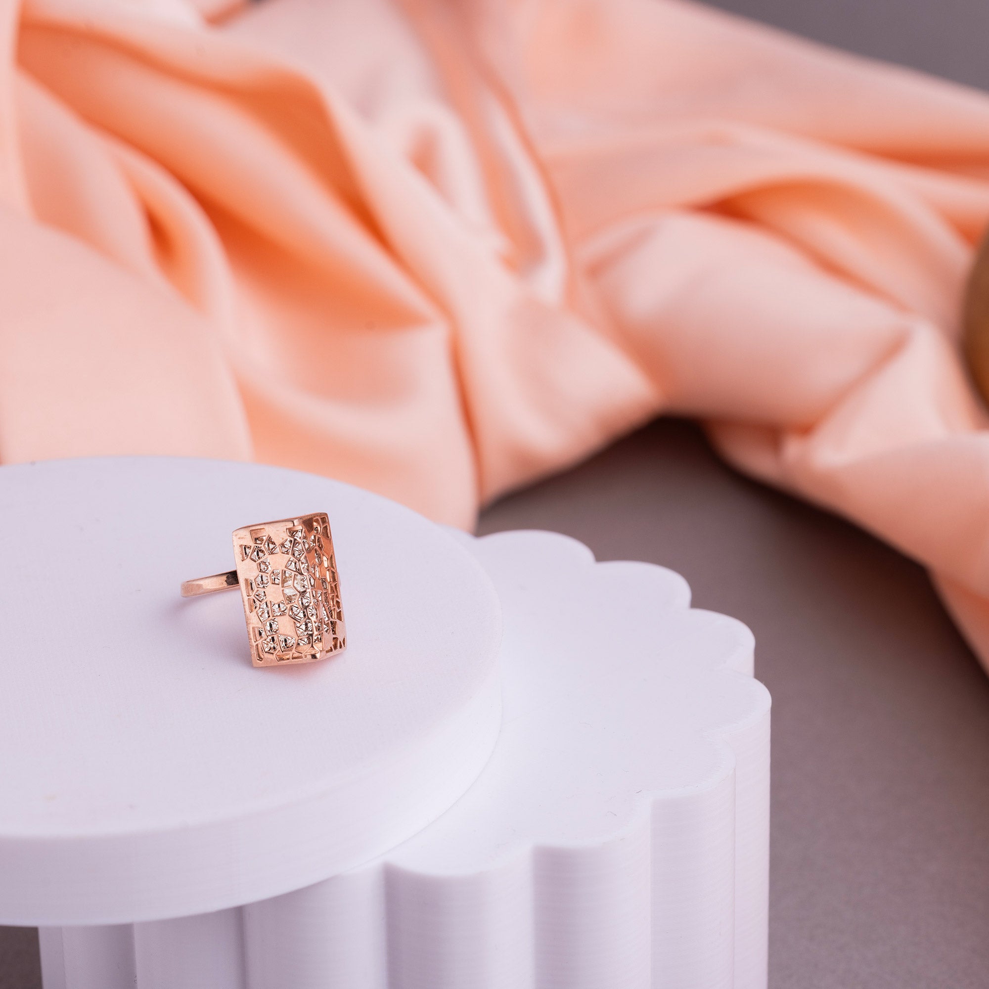 Rose Gold Shimmering Cocktail Ring - LIORA - 925 Silver Jewellery