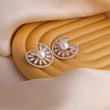 Radiant Round Baguette Pearl Earrings - LIORA - 925 Silver Jewellery