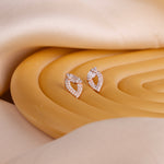 Rose Gold Diamond Leaf Sparkle Studs - LIORA - 925 Silver Jewellery