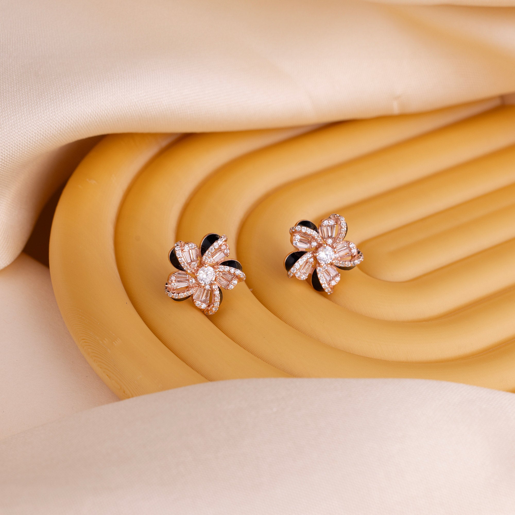 Rose Gold Majestic Bloom Statement Studs - LIORA - 925 Silver Jewellery