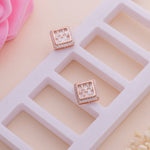 Rose Gold Baguette Square Stud Earrings - LIORA - 925 Silver Jewellery