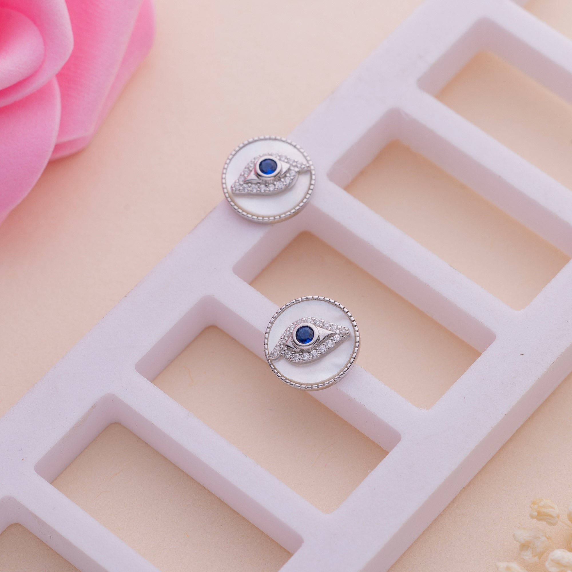 Silver Evil Eye Studs - LIORA - 925 Silver Jewellery