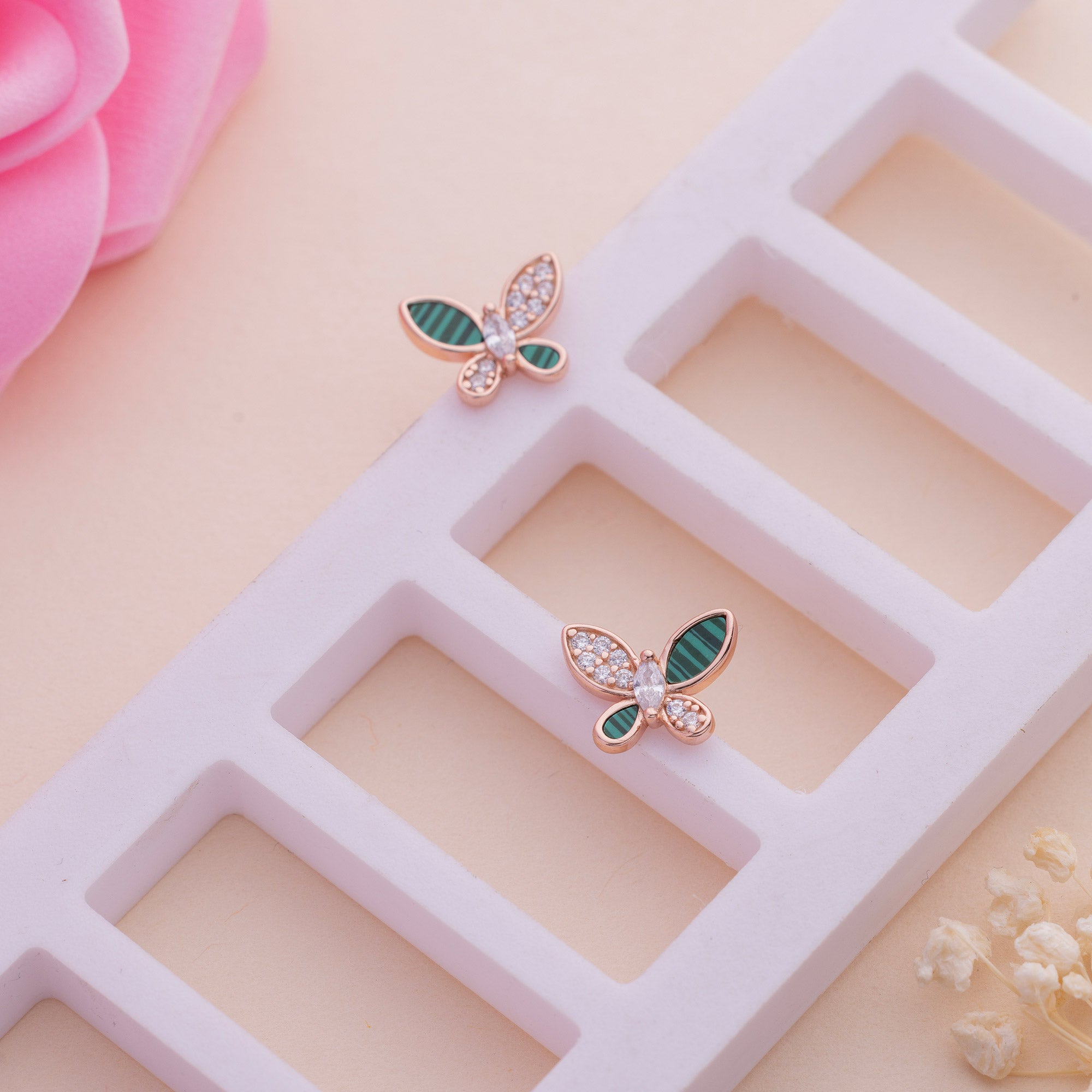 Rose Gold Butterfly Studs - LIORA - 925 Silver Jewellery