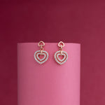 Diamond Cascade Rose Gold Heart Drops - LIORA - 925 Silver Jewellery