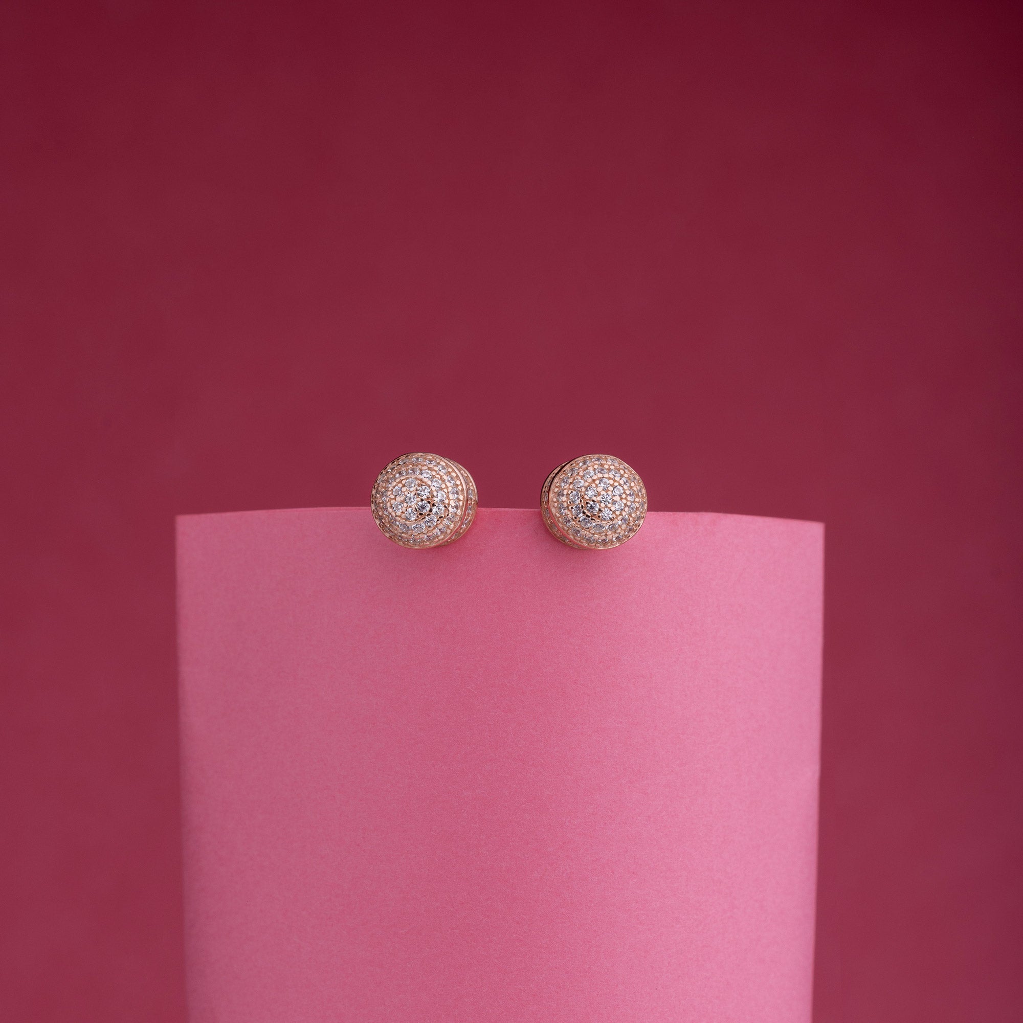 Rose Gold Dazzling Circle Studs - LIORA - 925 Silver Jewellery