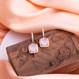 Rose Gold Plated Pink Stone Drop Earrings - LIORA - 925 Silver Jewellery