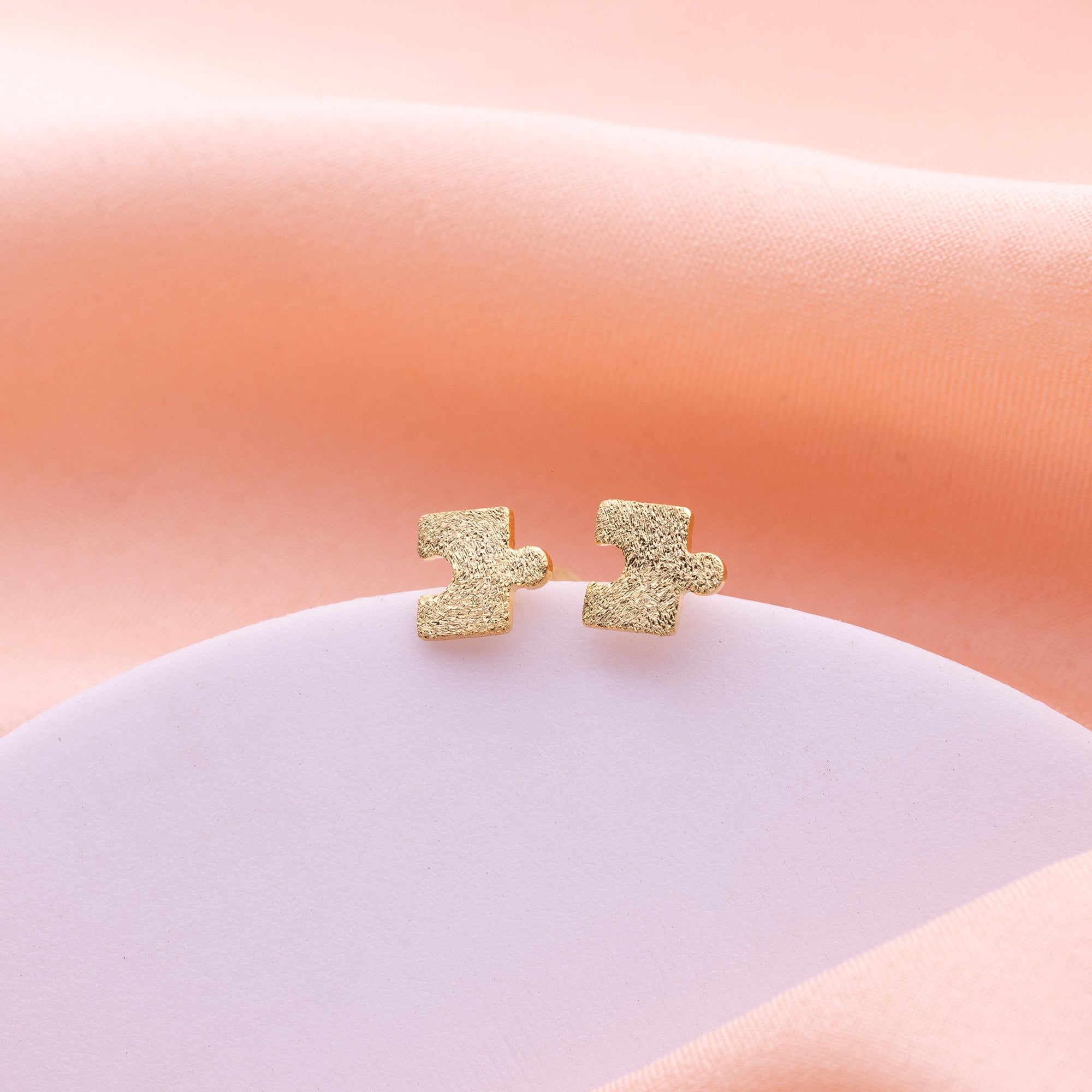 Gold Puzzle Studs - LIORA - 925 Silver Jewellery