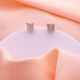 Rose Gold Diamond Studded Cubic Studs - LIORA - 925 Silver Jewellery