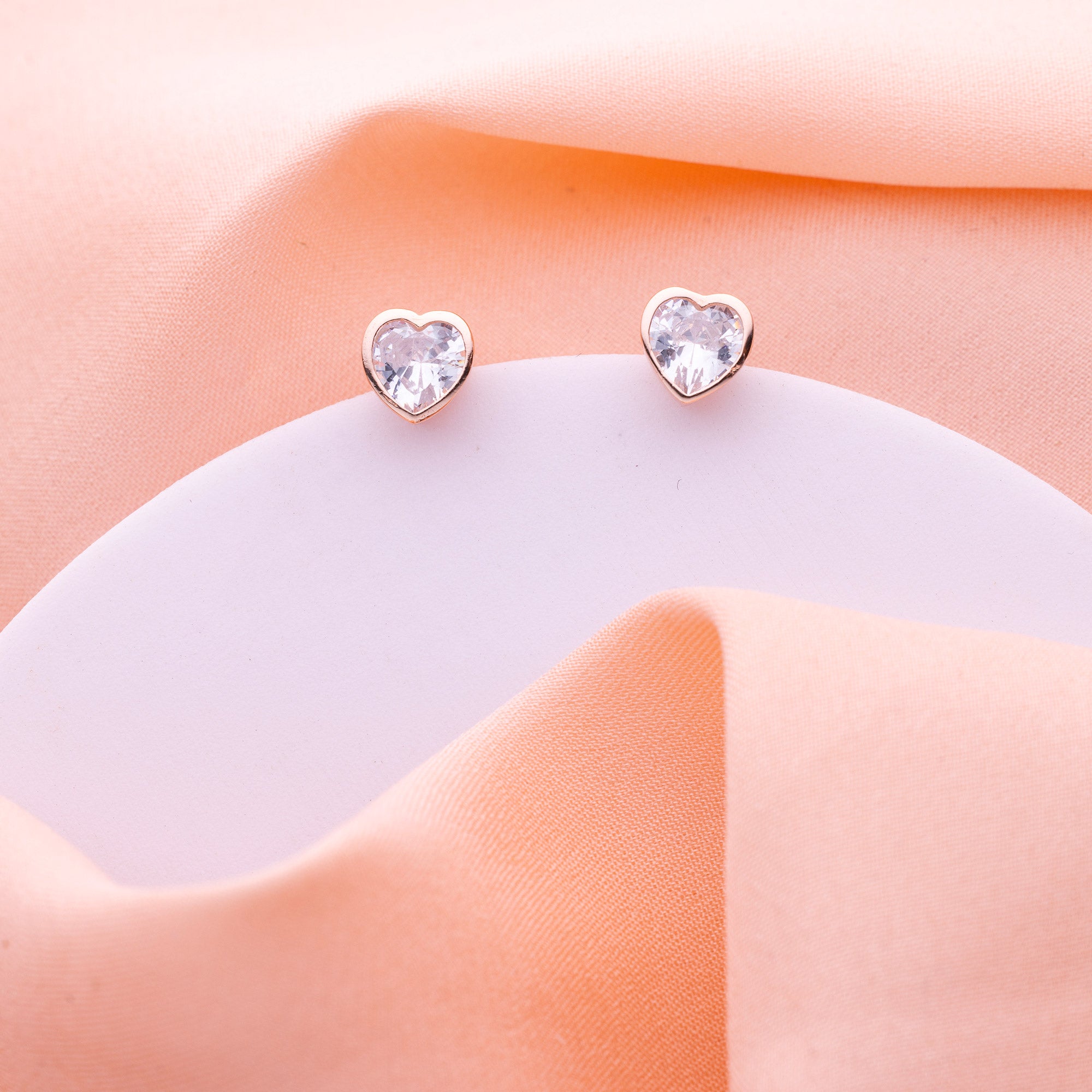 Solitaire Heart Studs - LIORA - 925 Silver Jewellery