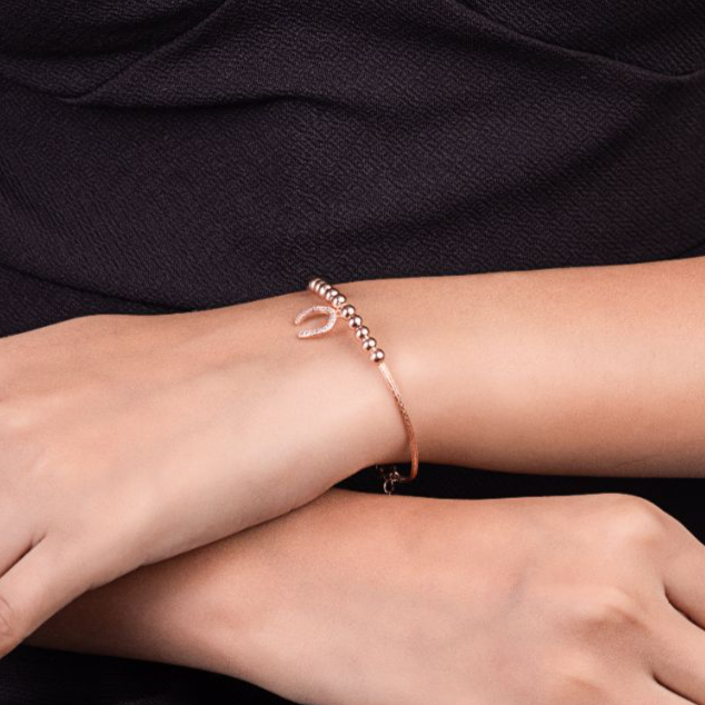Diamond Studded Horseshoe Charm Bracelet - LIORA - 925 Silver Jewellery