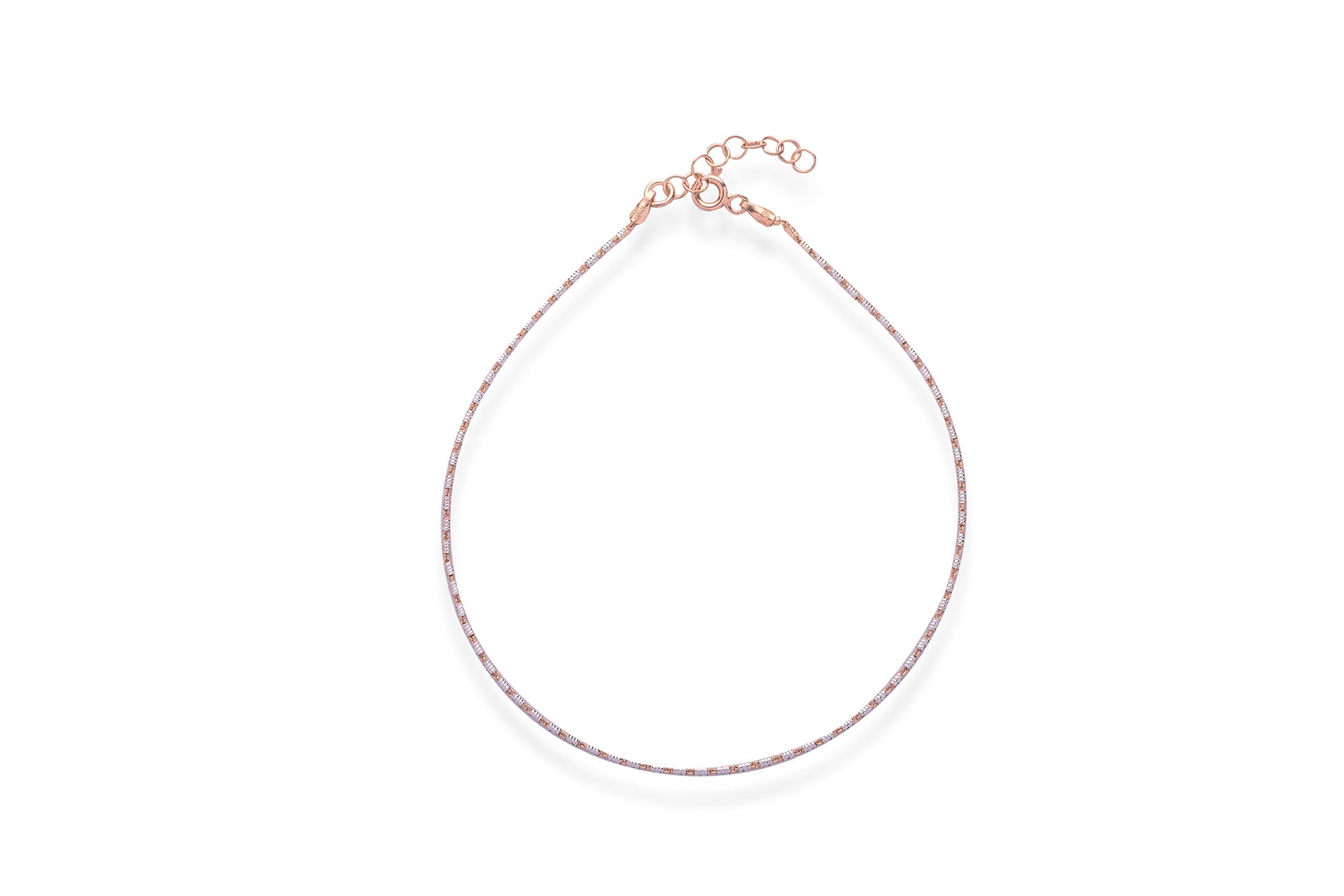 Silver Linked Rose Gold Anklet - LIORA - 925 Silver Jewellery