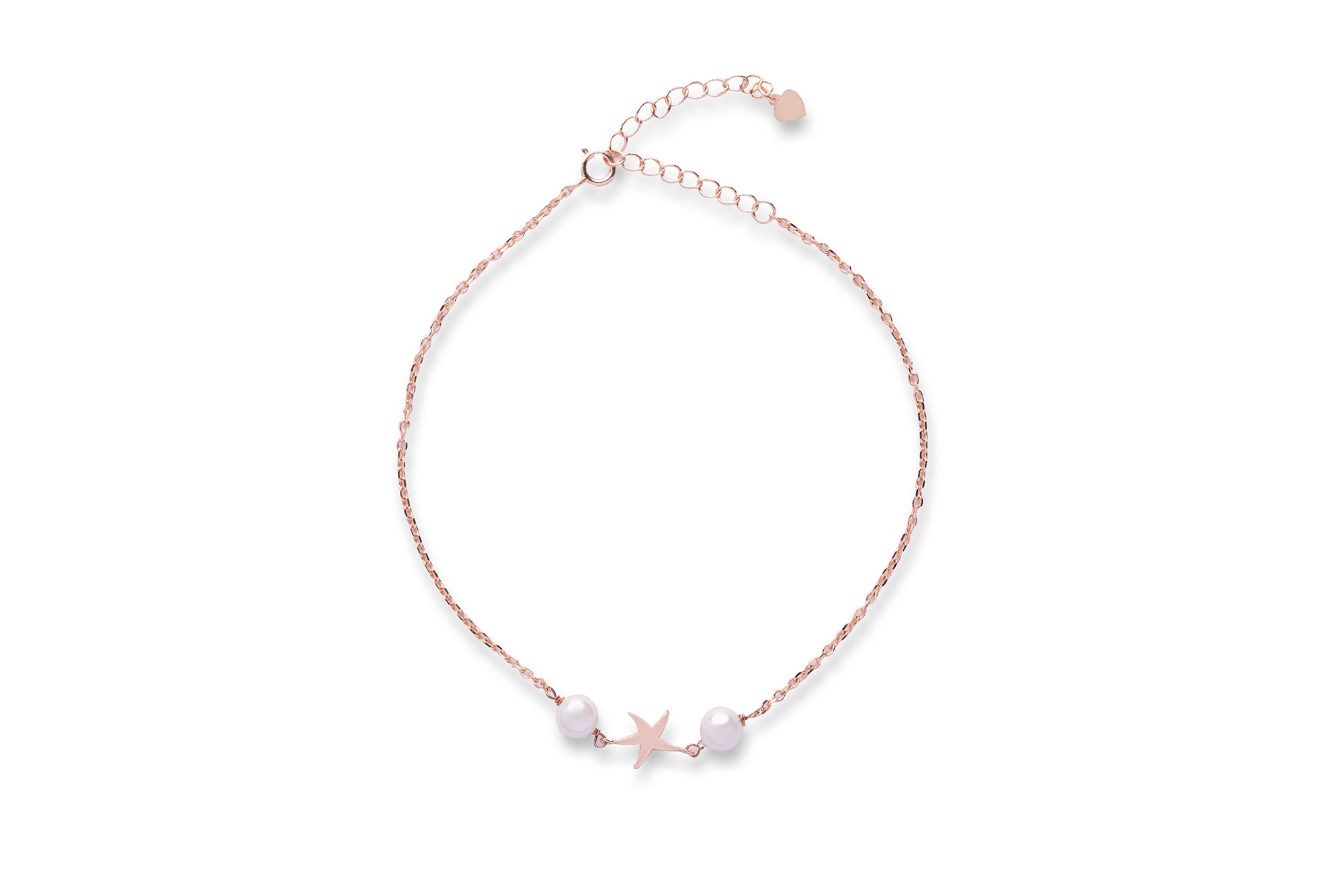 Pearl And Star Anklet In Rose Gold Color - LIORA - 925 Silver Jewellery