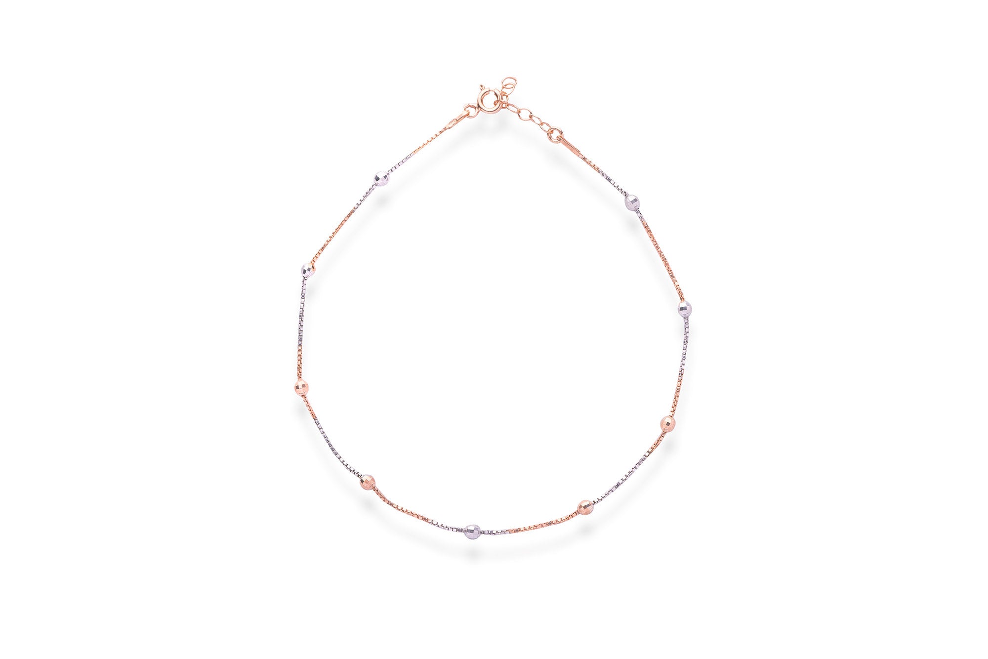 Dual Tone Anklet With Tiny Beads - LIORA - 925 Silver Jewellery