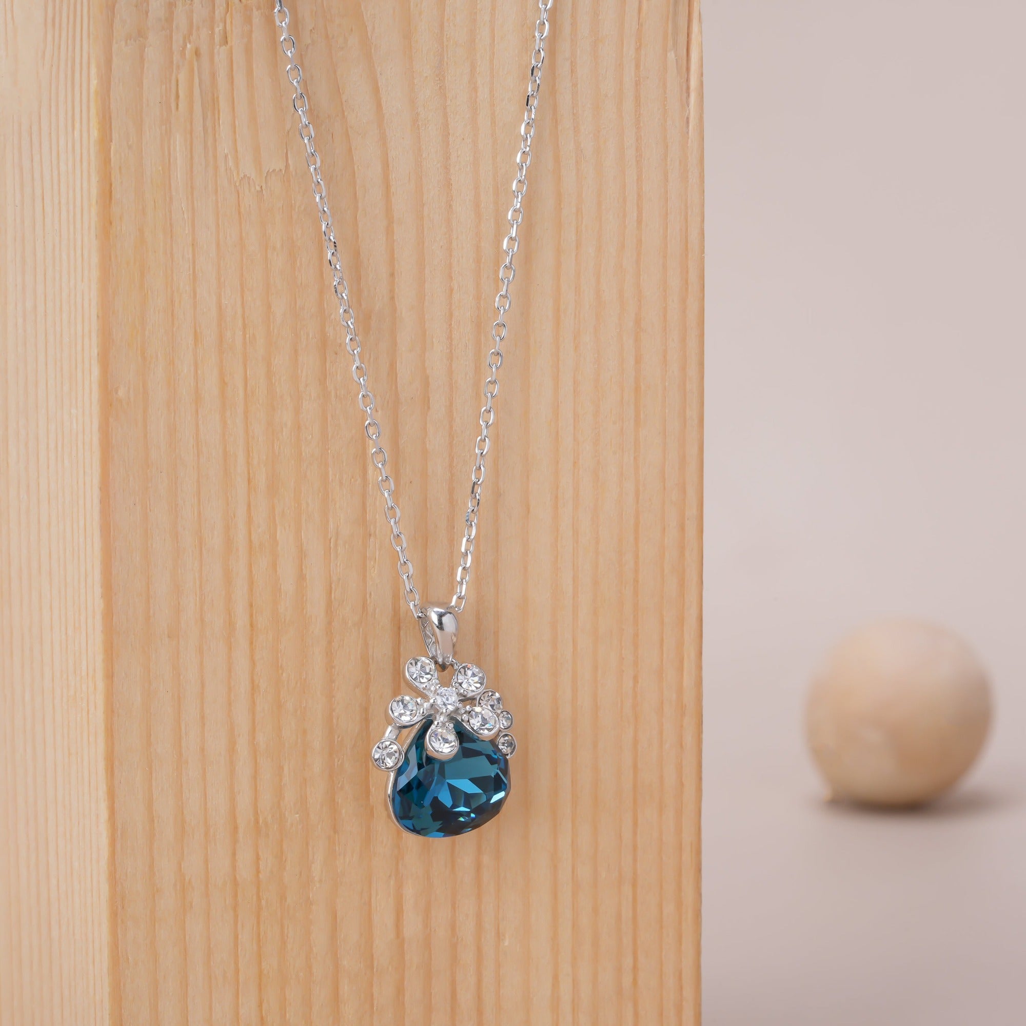 Sterling Silver Sapphire Blossom Necklace - LIORA - 925 Silver Jewellery