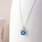 Sterling Silver Sapphire Blossom Necklace - LIORA - 925 Silver Jewellery