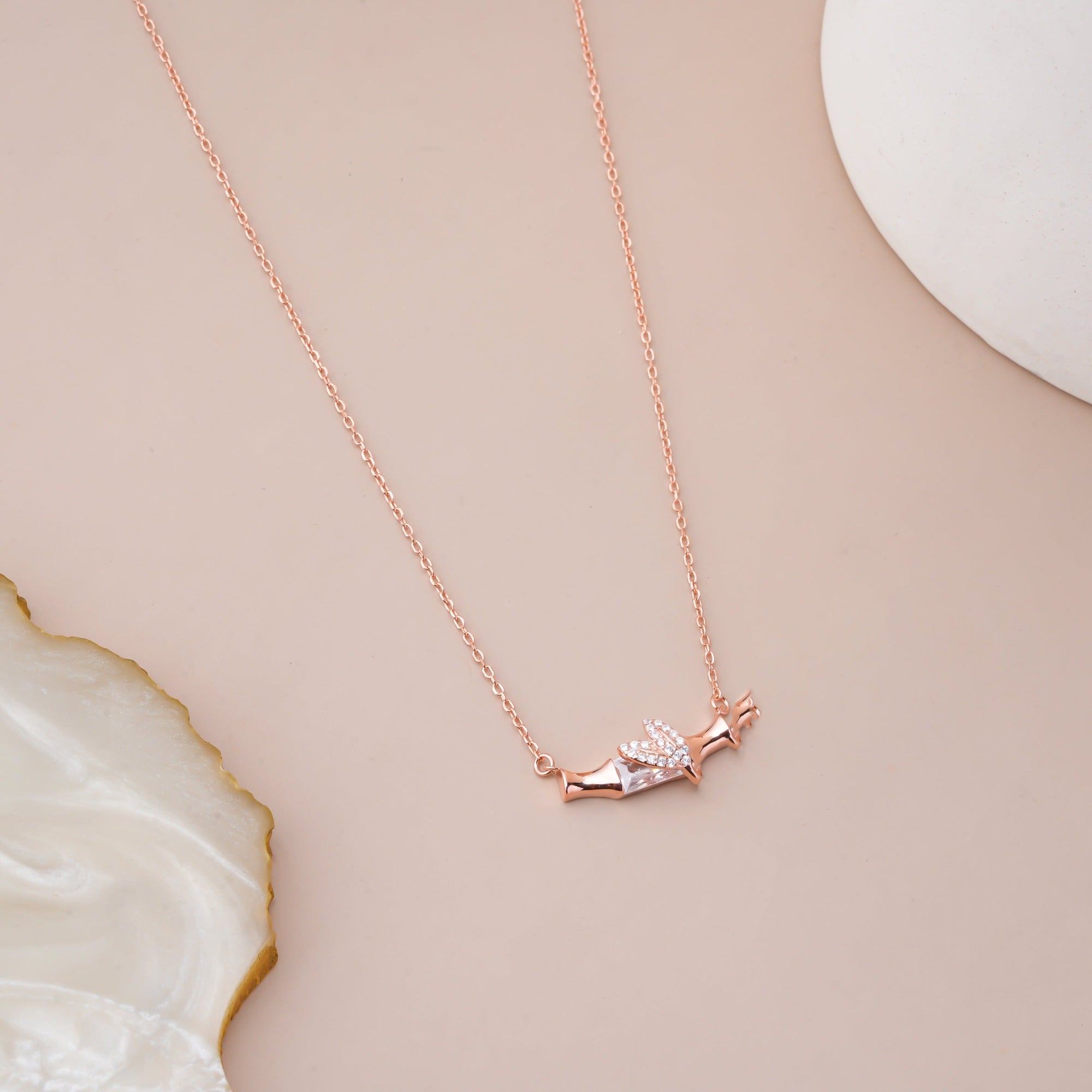 Rose Gold Valentine Heart Bottle Necklace - LIORA - 925 Silver Jewellery