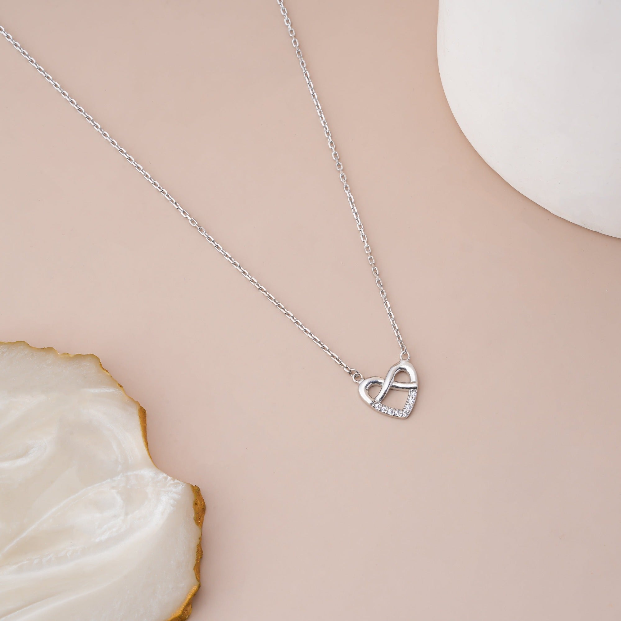 Silver Sparkling Infinity Heart Necklace - LIORA - 925 Silver Jewellery