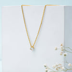 Sterling Silver Gold Plated Mini Solitaire Sparkle Necklace - LIORA - 925 Silver Jewellery