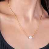 Pure Silver White Pearl Necklace In Gold Plating - LIORA - 925 Silver Jewellery