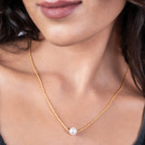 Pure Silver White Pearl Necklace In Gold Plating - LIORA - 925 Silver Jewellery