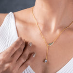 Sterling Silver Golden Drop Solitaire Necklace - LIORA - 925 Silver Jewellery