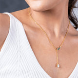 Sterling Silver Golden Drop Solitaire Necklace - LIORA - 925 Silver Jewellery