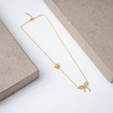 Pure Silver Golden Duo Bow Necklace - LIORA - 925 Silver Jewellery