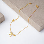 Pure Silver Golden Duo Bow Necklace - LIORA - 925 Silver Jewellery