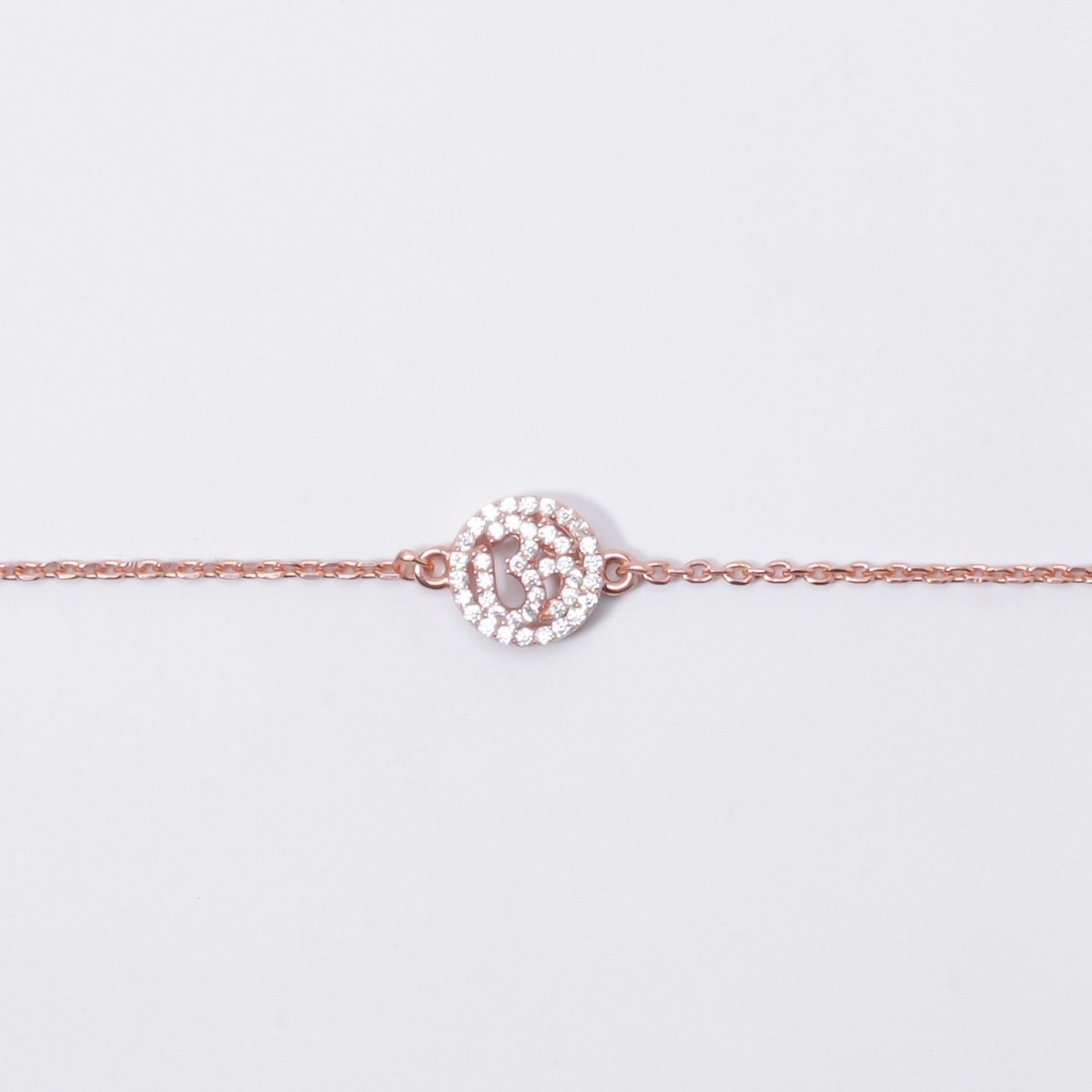 Sterling Silver Rose Gold Om Bracelet - LIORA - 925 Silver Jewellery