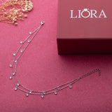 Layered Silver Drop Anklet - LIORA - 925 Silver Jewellery