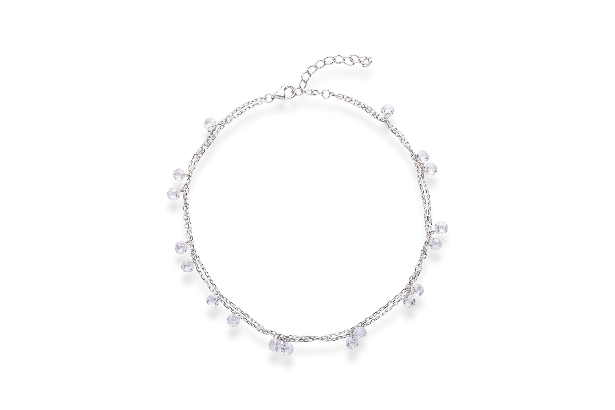 Layered Silver Drop Anklet - LIORA - 925 Silver Jewellery