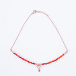 Pure Silver Charming Key Red Beads Anklet - LIORA - 925 Silver Jewellery