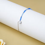 Pure Silver Blue Beads Solitaire Anklet - LIORA - 925 Silver Jewellery