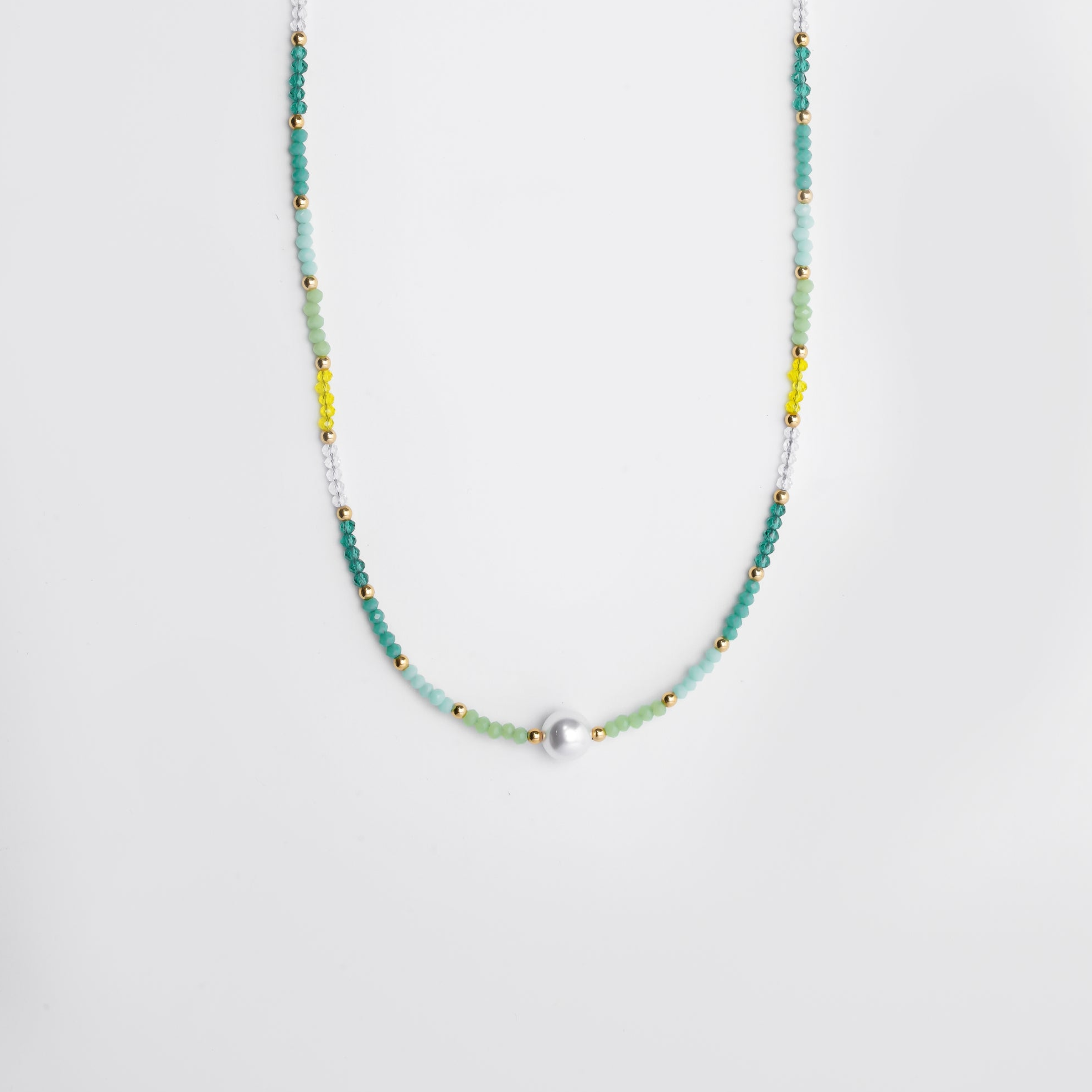 Pure Silver Gold Plated Pearl & Beads Necklace - LIORA - 925 Silver Jewellery