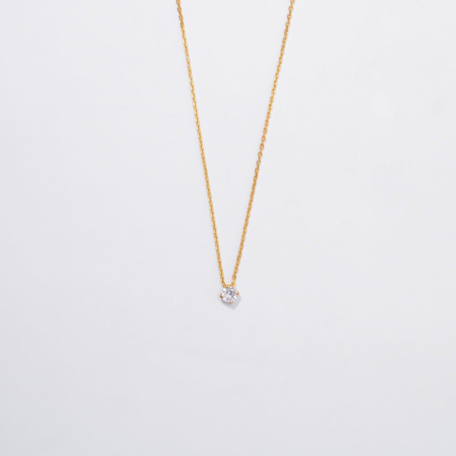 Sterling Silver Gold Plated Mini Solitaire Sparkle Necklace - LIORA - 925 Silver Jewellery