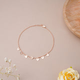 Pure Silver Rose Gold Charming Hearts Anklet