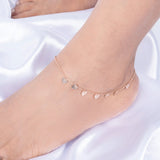 Pure Silver Rose Gold Charming Hearts Anklet