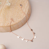 Pure Silver Rose Gold Charming Hearts Anklet