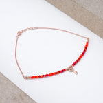 Pure Silver Charming Key Red Beads Anklet - LIORA - 925 Silver Jewellery