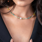 Pure Silver Gold Plated Pearl & Beads Necklace - LIORA - 925 Silver Jewellery