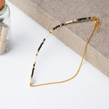 Sterling Silver Pearl & Beads Anklet In Golden Tone - LIORA - 925 Silver Jewellery