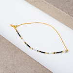 Sterling Silver Pearl & Beads Anklet In Golden Tone - LIORA - 925 Silver Jewellery