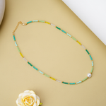 Pure Silver Gold Plated Pearl & Beads Necklace - LIORA - 925 Silver Jewellery